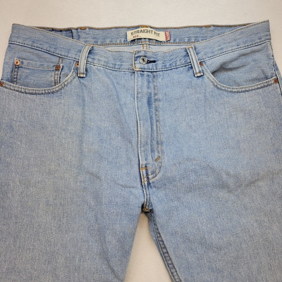 Levis 505 Jeans Mens 38x30 Blue Regular Straight Light Wash Mid Rise Y2K Denim - Picture 2 of 12